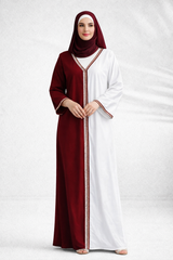 جلابية عصرية بتصميم ثنائي اللون بتباين أنيق