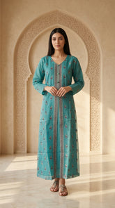 جلابية ليلى من قطن الأورجانزا المطرز