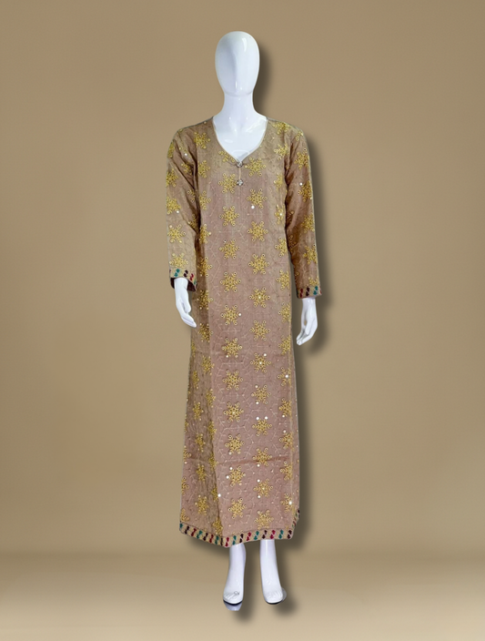 فستان فاخر مطرز بالنجوم | أورجانزا قطن 100٪